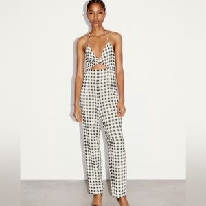 Zara gingham cutout jumpsuit